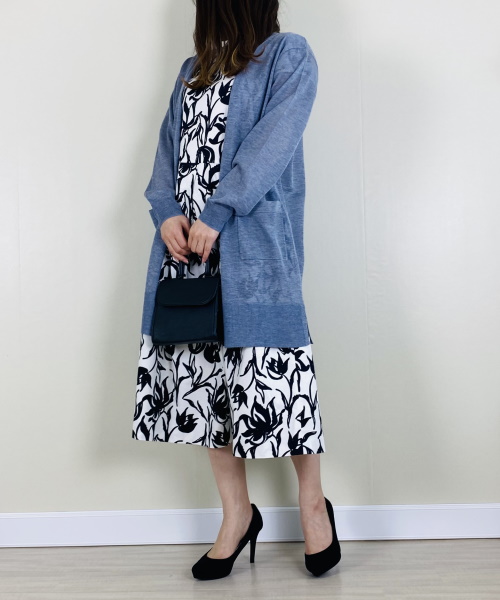 DoCLASSE コットンピケ・プリントワンピース