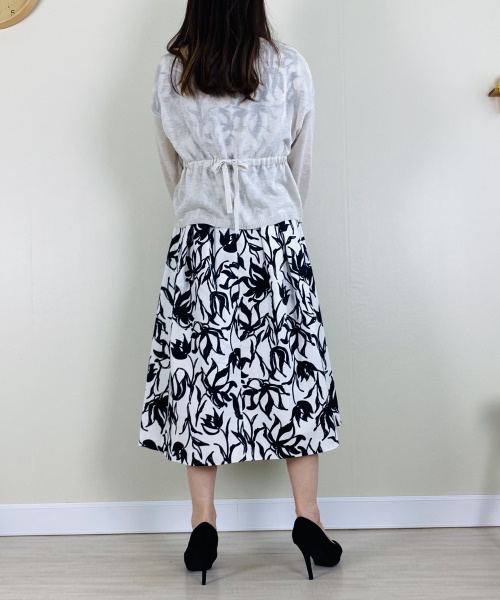 DoCLASSE コットンピケ・プリントワンピース