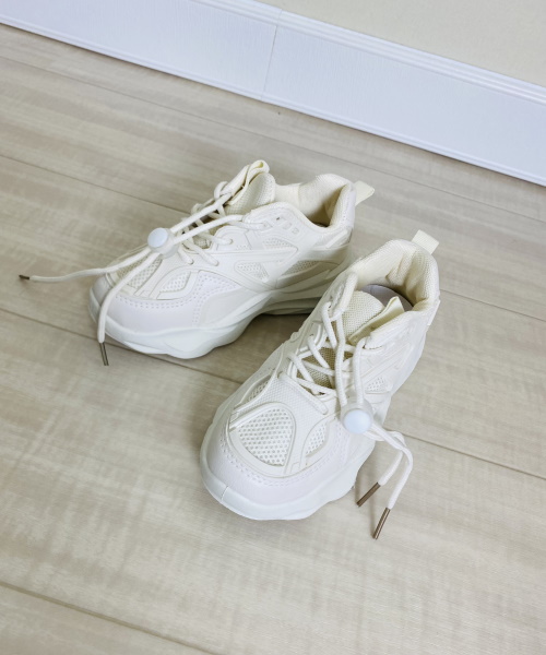 Boys メッシュパネル ドローストリングデザイン 厚底スニーカー