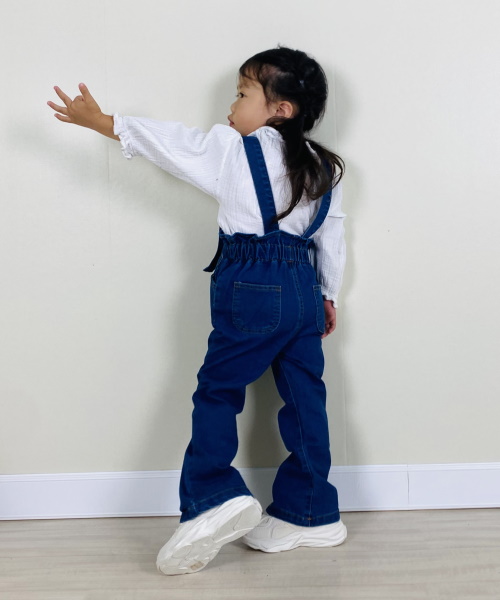 女の子幼児 フレアレッグ デニムオーバーオール
