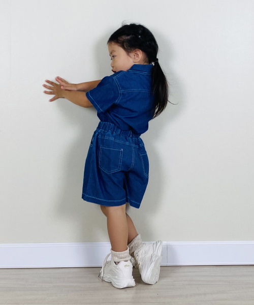 女の子幼児 フレアレッグ デニムオーバーオール