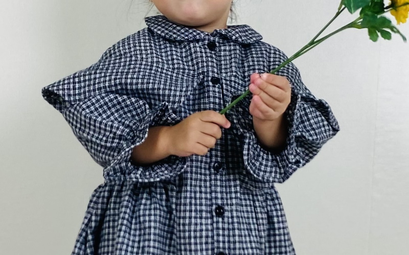 6SHEIN 女の子幼児 格子縞 フラウンススリーブ フリルトリム ウール混紡 コート