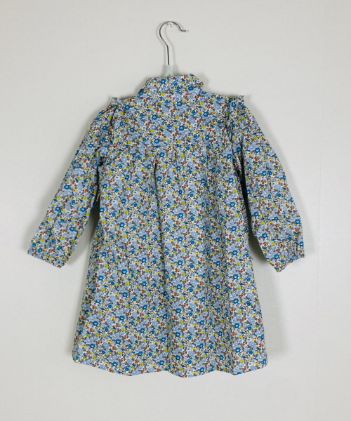 SHEIN 女の子幼児 ドレス ディティ花柄プリント フリルトリム ランタンスリーブ