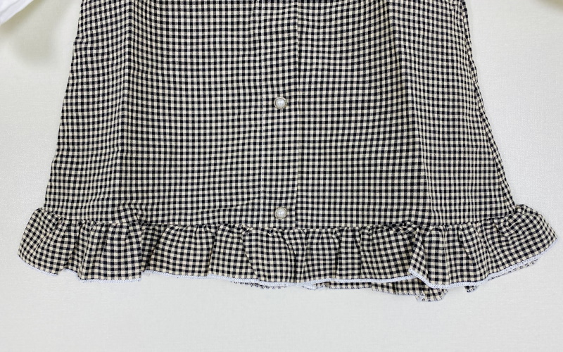 女の子幼児 ツーインワンドレス ギンガム フラウンススリーブ フリル裾
