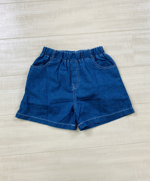 女の子幼児 ドロップショルダー フラップポケット デニムブラウス ＆ ショートパンツ