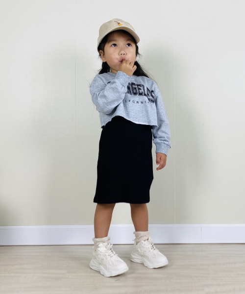SHEIN 女の子幼児 文字グラフィック プルオーバー ＆ リブニット キャミドレス