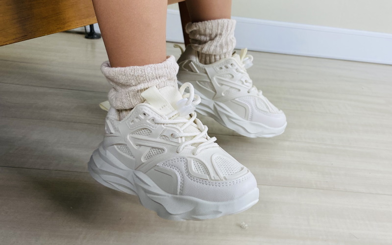 Boys メッシュパネル ドローストリングデザイン 厚底スニーカー