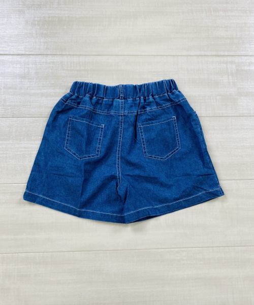 女の子幼児 ドロップショルダー フラップポケット デニムブラウス ＆ ショートパンツ