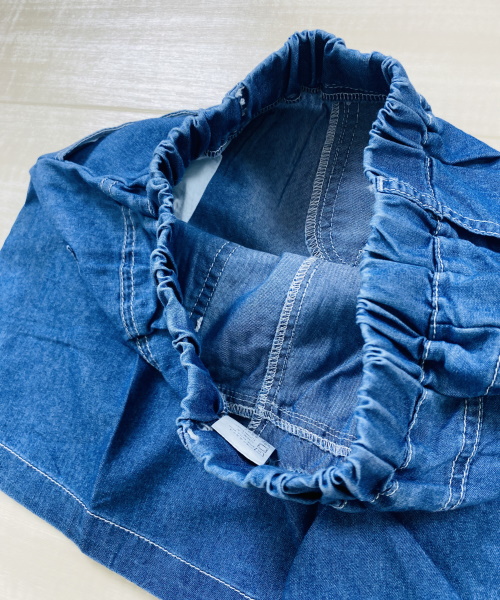 女の子幼児 ドロップショルダー フラップポケット デニムブラウス ＆ ショートパンツ