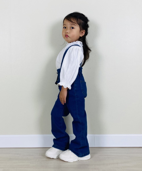 女の子幼児 フレアレッグ デニムオーバーオール