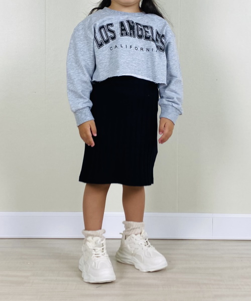 SHEIN 女の子幼児 文字グラフィック プルオーバー ＆ リブニット キャミドレス