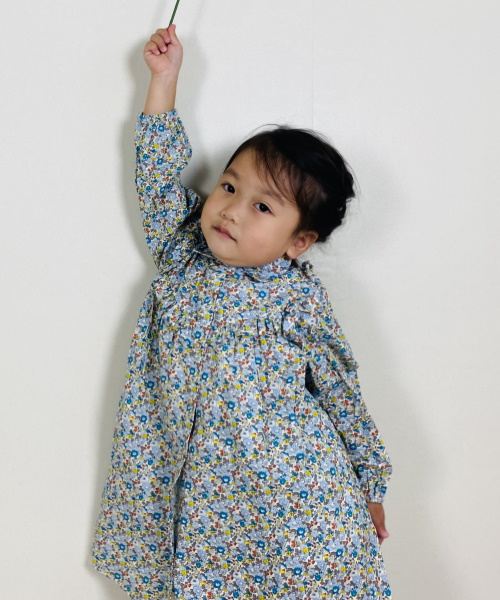 SHEIN 女の子幼児 ドレス ディティ花柄プリント フリルトリム ランタンスリーブ