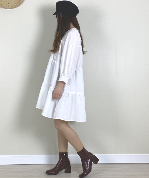 Newlyme 【送料無料】2WAYリボンティアードワンピース ¥3,990(税込)