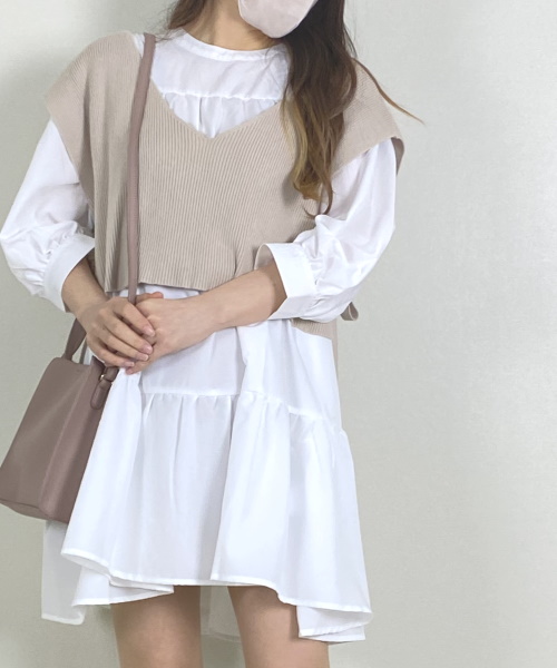 Newlyme 【送料無料】2WAYリボンティアードワンピース ¥3,990(税込)