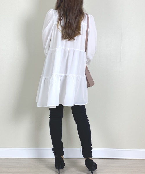 Newlyme 【送料無料】2WAYリボンティアードワンピース ¥3,990(税込)