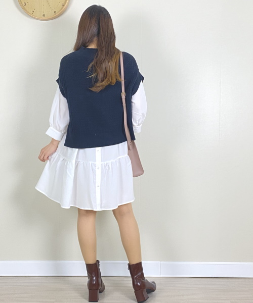 Newlyme 【送料無料】2WAYリボンティアードワンピース ¥3,990(税込)