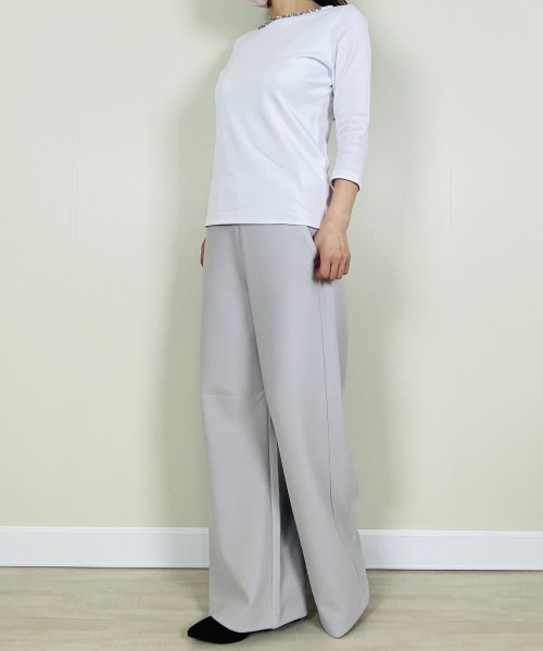 DoCLASSE　ビジューボートネック／7分袖・ドゥクラッセT　5,489円（税込）