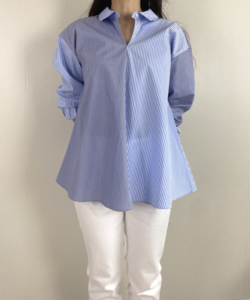 DoCLASSE　アシメストライプ・プルオーバーシャツ  ¥7,689