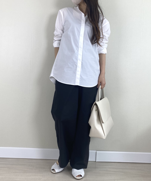 DoCLASSE　高密度コットン・スタンドカラーシャツ 