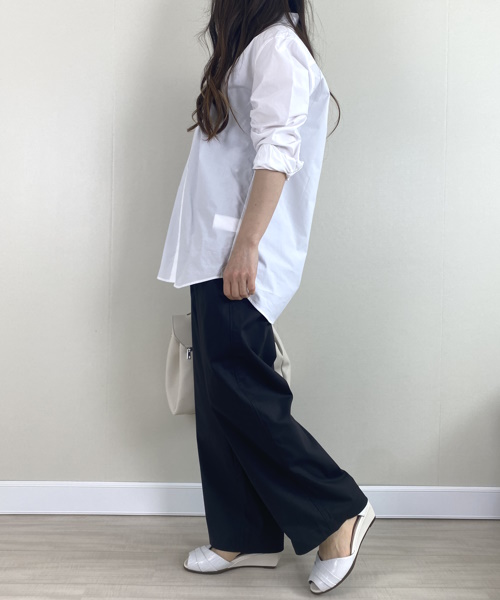 DoCLASSE　高密度コットン・スタンドカラーシャツ 