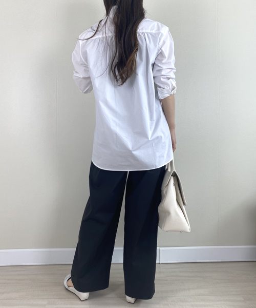 DoCLASSE　高密度コットン・スタンドカラーシャツ 