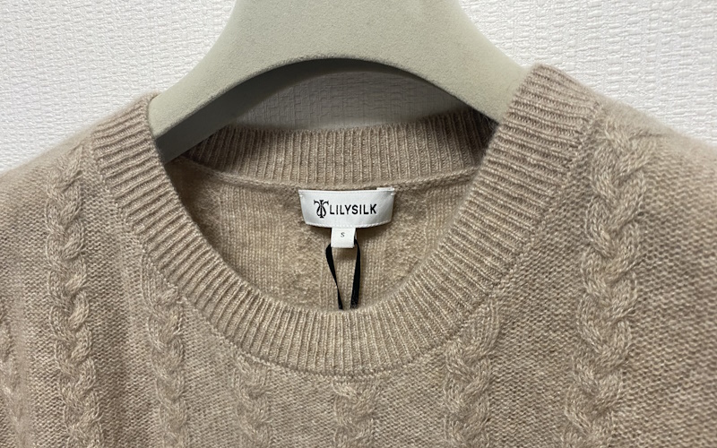 LILYSILK ケーブル編み セミシアーニット カシミアセーター ¥29,400