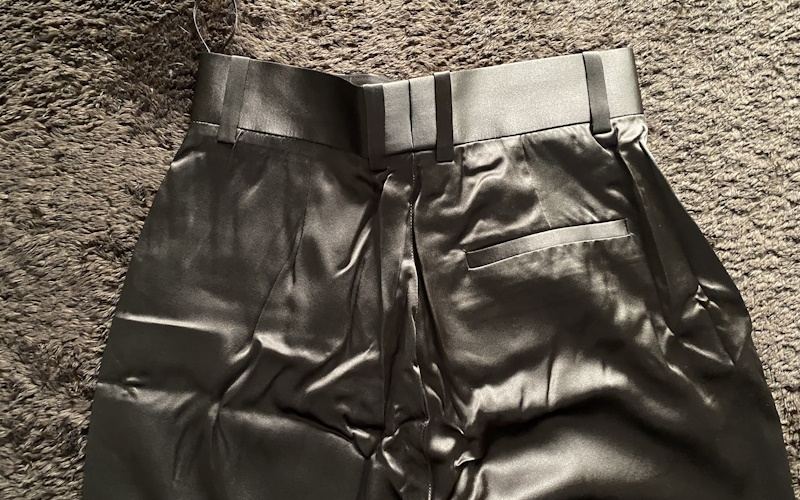 LILYSILK ハイウエスト オックスフォードバッグス ワイドパンツ ¥38,740