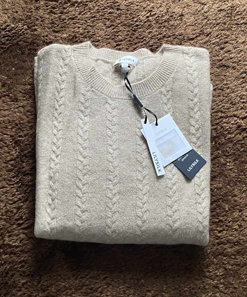 LILYSILK ケーブル編み セミシアーニット カシミアセーター ¥29,400