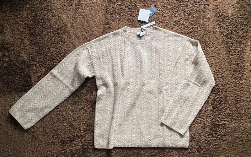 LILYSILK ケーブル編み セミシアーニット カシミアセーター ¥29,400