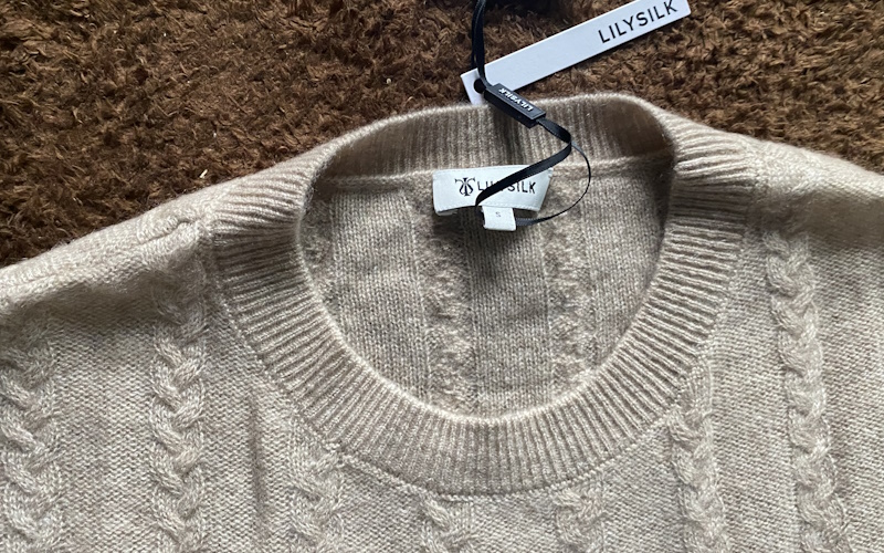 LILYSILK ケーブル編み セミシアーニット カシミアセーター ¥29,400