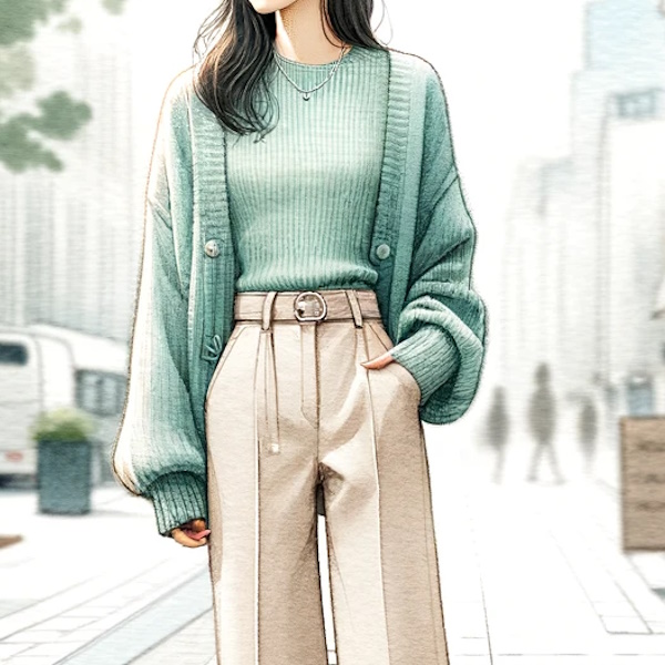 シンプルなカーディガンをおしゃれに着る・40代大人の女性が素敵に見える着こなし方法