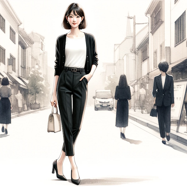 シンプルなカーディガンをおしゃれに着る・40代大人の女性が素敵に見える着こなし方法