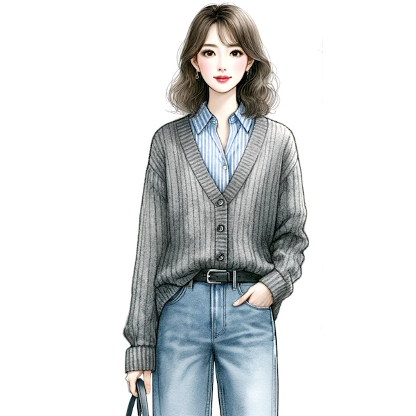 シンプルなカーディガンをおしゃれに着る・40代大人の女性が素敵に見える着こなし方法