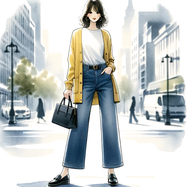 シンプルなカーディガンをおしゃれに着る・40代大人の女性が素敵に見える着こなし方法