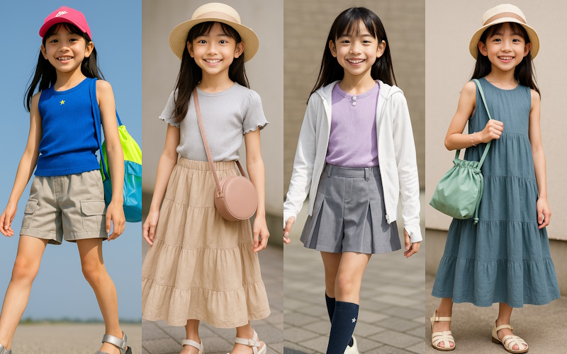 【2025年最新】小学生女子の夏ファッション・トレンドコーディネートスタイルまとめ