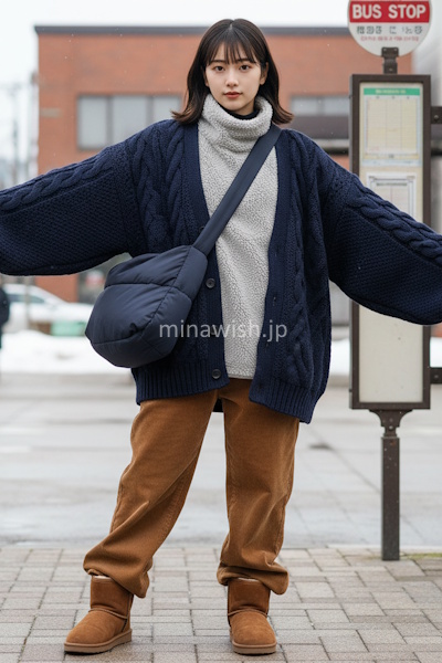 NGになりやすい例：腕まわりに厚みが集中する着こなし